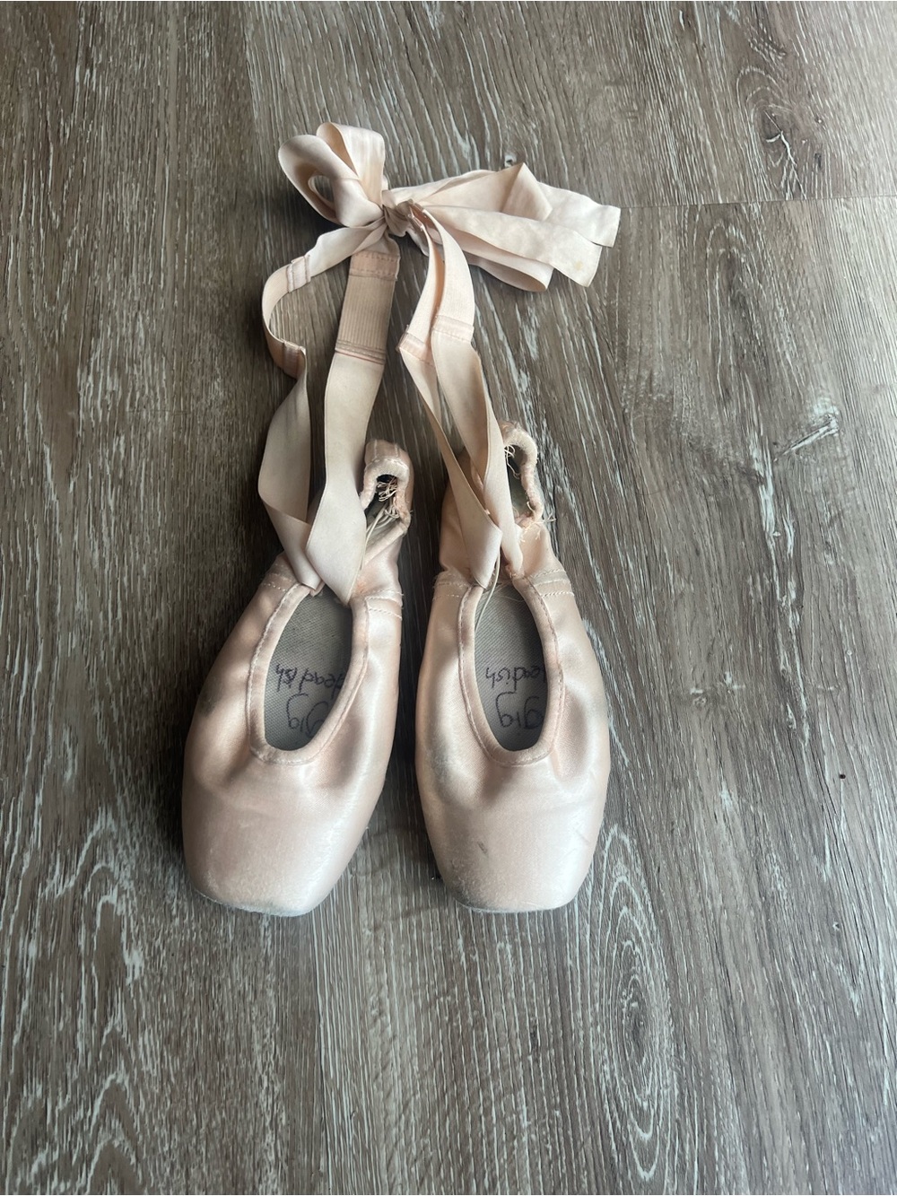 Used Pointe shoes with ribbons